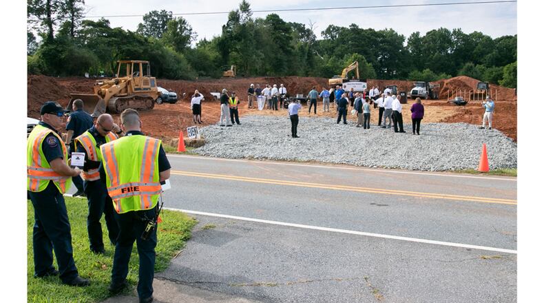 Forsyth County officials attend a groundbreaking ceremony on the site of the new Fire Station 11 at 4655 Pittman Road. FORSYTH COUNTY