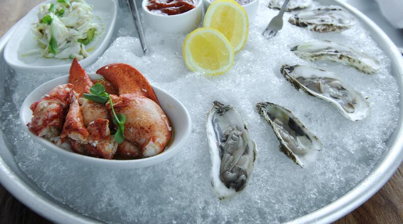 Grand Crudo for two, with shrimp, oysters, lump crab, and lobster. (BECKY STEIN PHOTOGRAPHY)