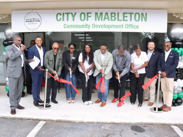 Mableton officials cut the ribbon for the city's first permanent office in May 2025.