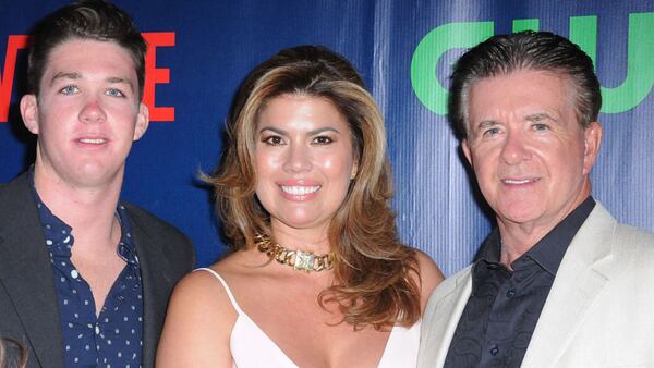 WEST HOLLYWOOD, CA - AUGUST 10:  Actor Alan Thicke (R) wife Tanya Callau (C) and son Carter Thicke (L) attend CBS' 2015 Summer TCA Party at Pacific Design Center on August 10, 2015 in West Hollywood, California.  (Photo by Barry King/Getty Images)