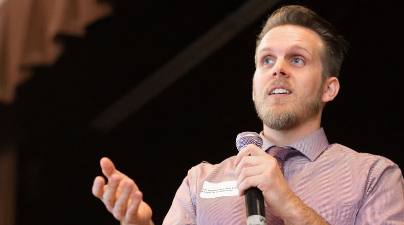 Clarkston Mayor Ted Terry speaks during an event to welcome Syrian refugee families who have recently resettled in the city of Clarkston, Saturday, Dec. 12, 2015, in Clarkston, Ga. BRANDEN CAMP/SPECIAL