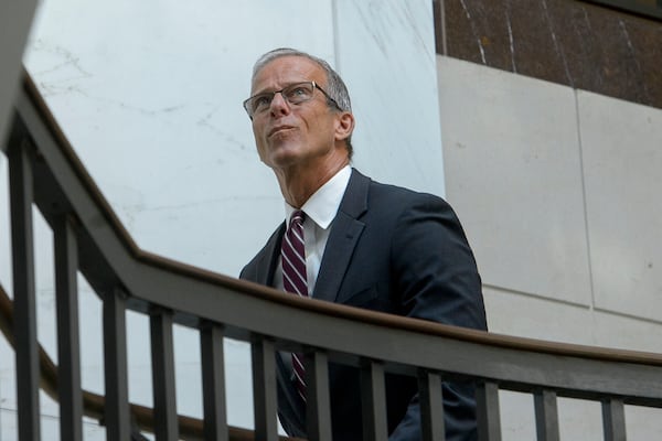 Senate Majority Leader John Thune, R-S.D., departs following a classified briefing on President Donald Trump's directed strikes on Iranian nuclear facilities last weekend, at the Capitol in Washington, Thursday, June 26, 2025. (AP Photo/Rod Lamkey, Jr.)