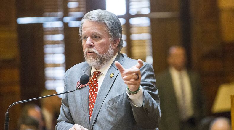 State House Appropriations Chairman Terry England, R-Auburn, presents Gov. Nathan Deal’s $270 million hurricane relief spending measure Thursday. The House then approved it, sending the legislation to the state Senate. (ALYSSA POINTER/ALYSSA.POINTER@AJC.COM)