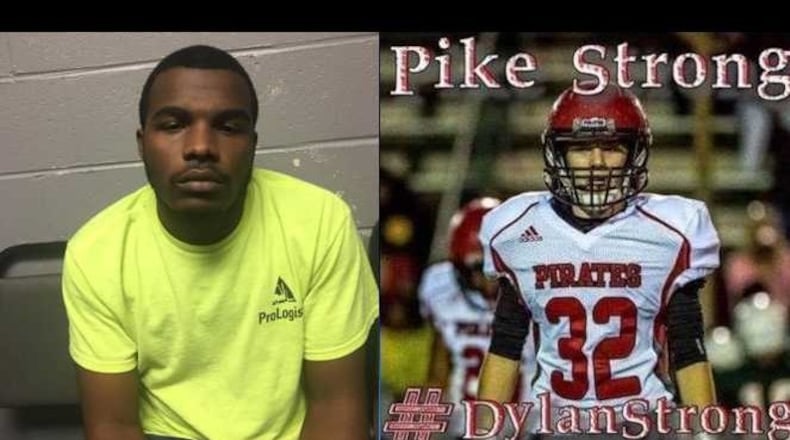 Justus Hughley (left) is accused of using a fraudulent GoFundMe account to scam donors out of money that was supposed to go to the family of Dylan Thomas (right), who died during a high school football game in September.