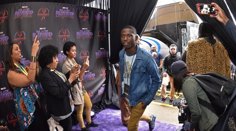 Students arrive at Movie Tavern Northlake to watch “Black Panther” on Tuesday, Feb. 20, 2018. Phoenix Leadership Foundation partnered with The DeKalb Chamber and Movie Tavern to let over 700 students to see the movie at Movie Tavern Northlake in Tucker. HYOSUB SHIN / HSHIN@AJC.COM