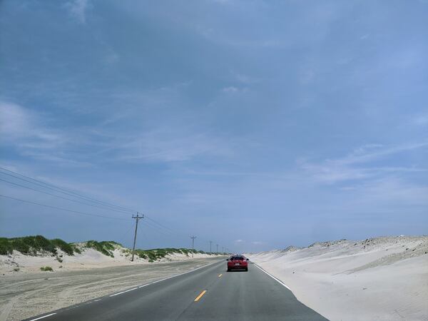 The lone road that traverses Ocracoke Island, at the southern end of the Outer Banks, connects two ferry embarkation points. 
Courtesy of Josh Green