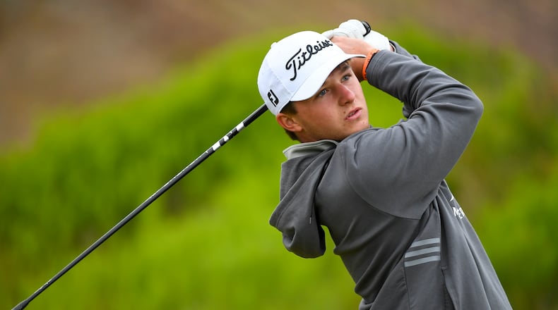 Buck Brumlow of Cartersville was voted the Class 5A Player of the Year. Here he plays his tee shot at the first hole during the second round of stroke play at the 2021 U.S. Amateur Four-Ball at Chambers Bay in University Place, Wash. on Sunday, May 23, 2021. (Robert Beck/USGA)