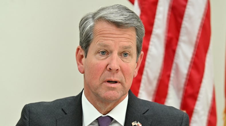 May 18, 2021 Atlanta - Governor Brian Kemp speaks at his campaign office in Atlanta on Tuesday, May 18, 2021. (Hyosub Shin / Hyosub.Shin@ajc.com)