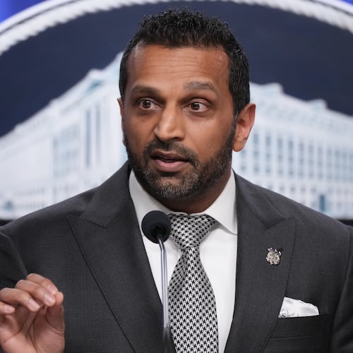 FILE - FBI Director Kash Patel speaks during a news conference at the Justice Department, Tuesday, April 21, 2026, in Washington. (AP Photo/Jacquelyn Martin, File)