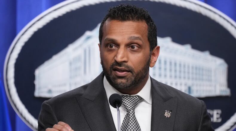 FILE - FBI Director Kash Patel speaks during a news conference at the Justice Department, Tuesday, April 21, 2026, in Washington. (AP Photo/Jacquelyn Martin, File)
