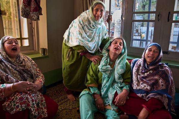 Relatives of Ahsan Ul Haq Shiekh, a militant who officials say is involved in the deadly attack on tourists in Pahalgam, wail after after Indian forces blew up the family home at Murran village in Pulwama, south of Srinagar, Indian controlled Kashmir, Saturday, April 26, 2025. (AP Photo/Dar Yasin)