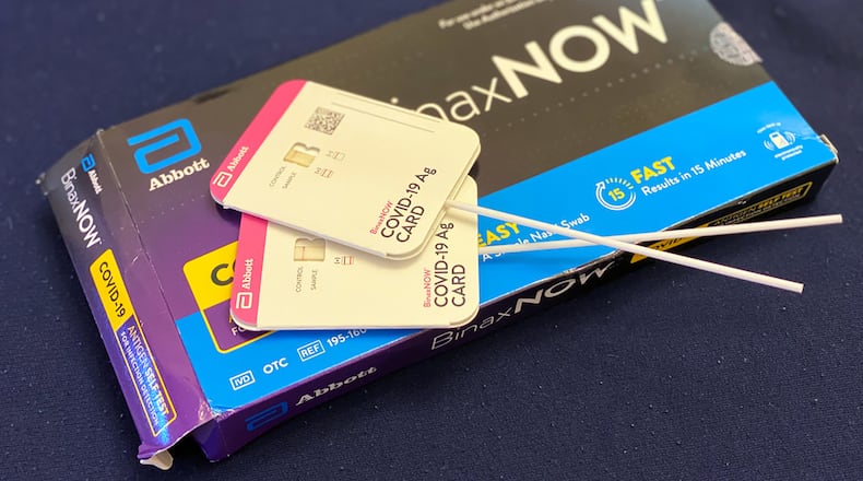 Abbott Laboratories' BinaxNOW, an at-home rapid COVID test. (Hannah Norman/KHN/TNS)