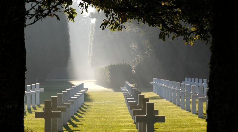Pfc. Fred Plumlee of Columbus is memorialized at Normandy American Cemetery in France. Photo by Warrick Page/American Battle Monuments Commission