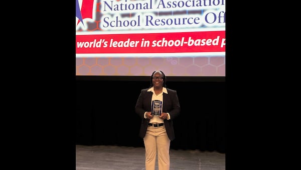 Clayton County Public Schools Officer Antoinette Oglesby received an award from the National Association of School Resource Officers at its annual conference on July 7, 2025. Courtesy photo.