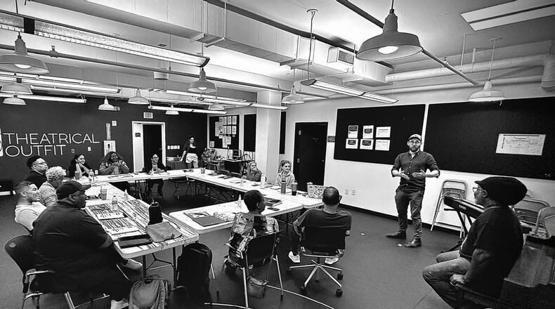 Cast members rehearse for “Passing Strange." Photo: Courtesy of Theatrical Outfit