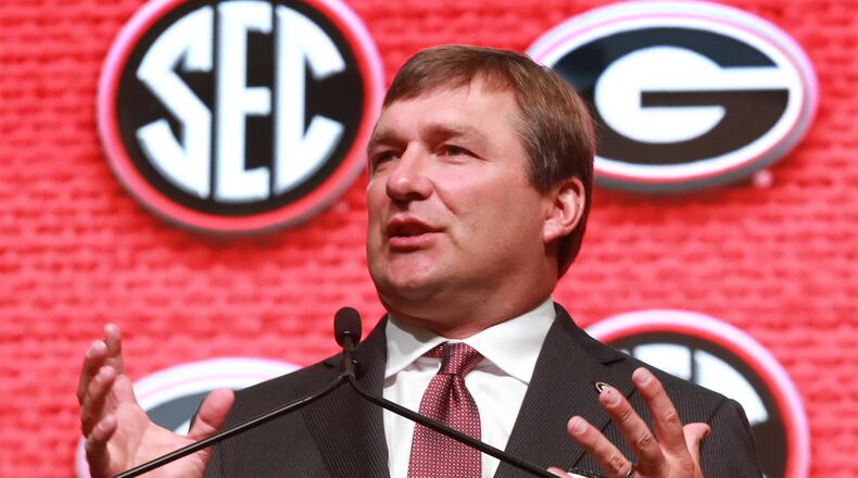 Kirby Smart's Bulldogs open the season Saturday at home against Austin-Peay. Curtis Compton/ccompton@ajc.com