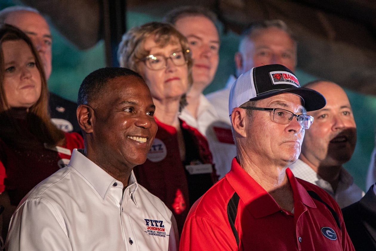 Republican Public Service Commissioners Fitz Johnson (left) and Tim Echols are running for reelection. (Jenni Girtman for the AJC)