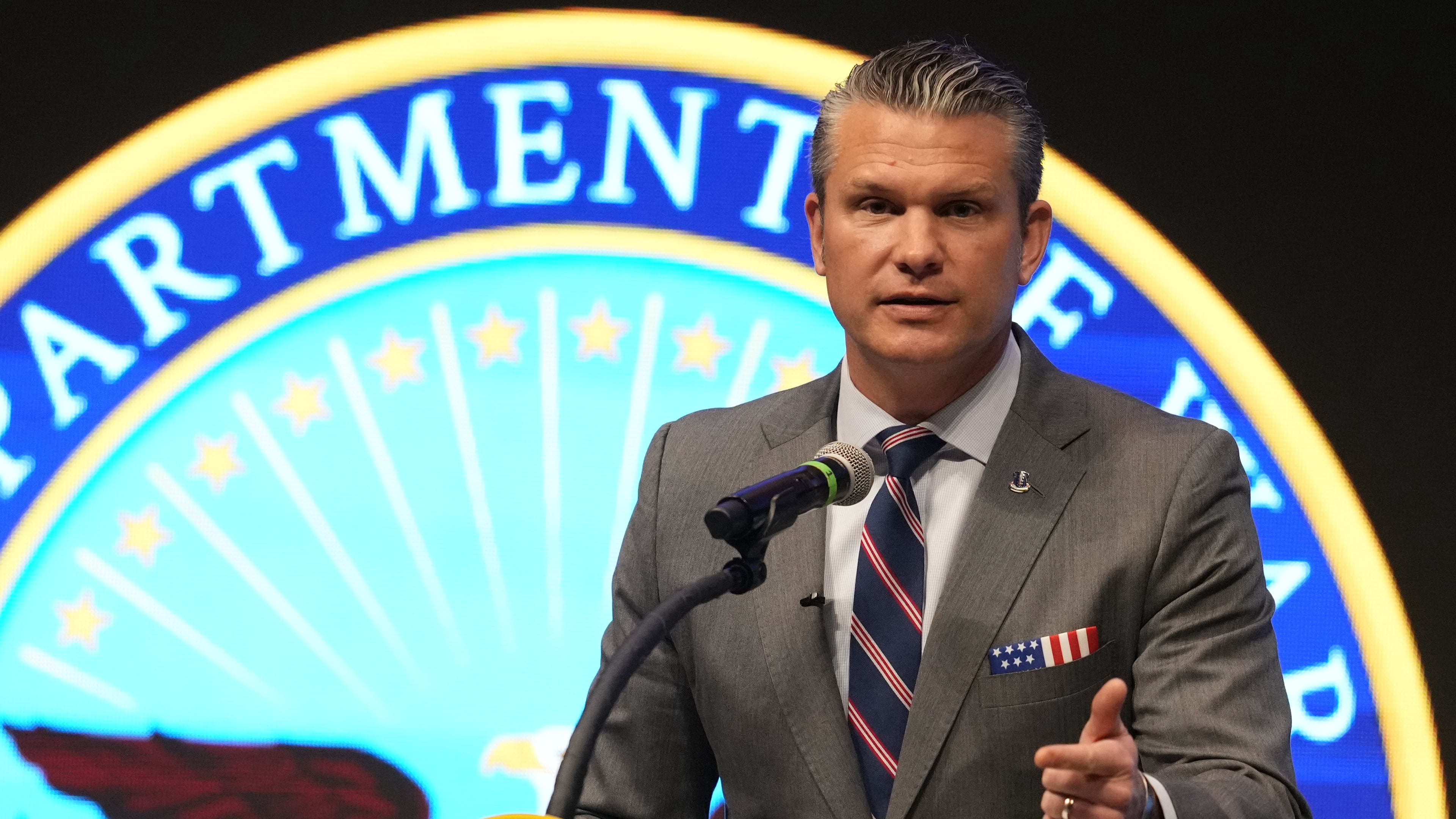 Defense Secretary Pete Hegseth speaks during the 4th annual Northeast Indiana Defense Summit at Purdue University Fort Wayne, Wednesday, Nov. 12, 2025, in Fort Wayne, Ind. (AP Photo/Darron Cummings)