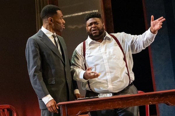 Michael Bahsil, left, with Brandin Jay as professor and Civil Rights activist Jim Lawson. (Courtesy of Casey Gardner Ford)