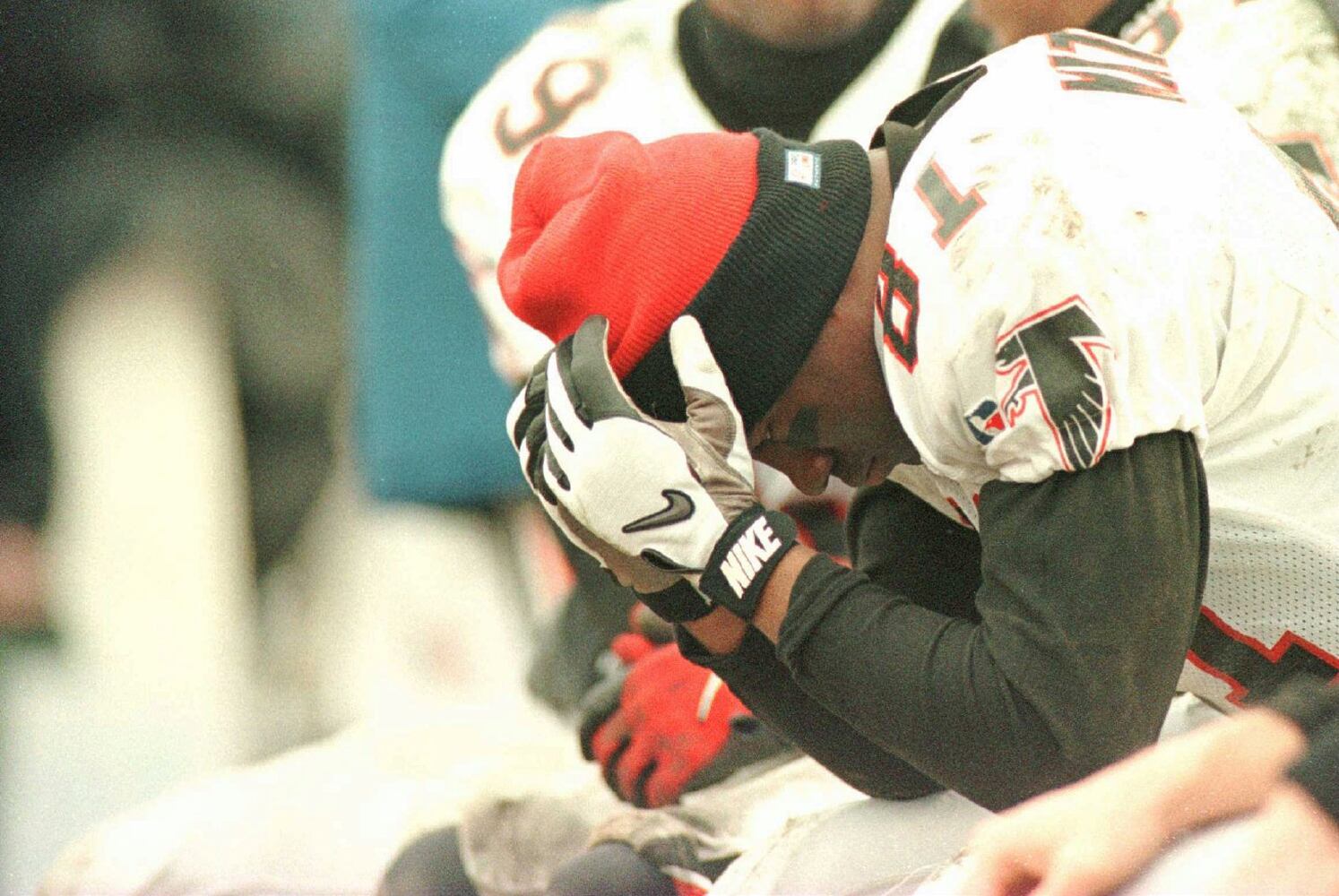 Mathis caught a touchdown for the Falcons in Super Bowl XXXIII