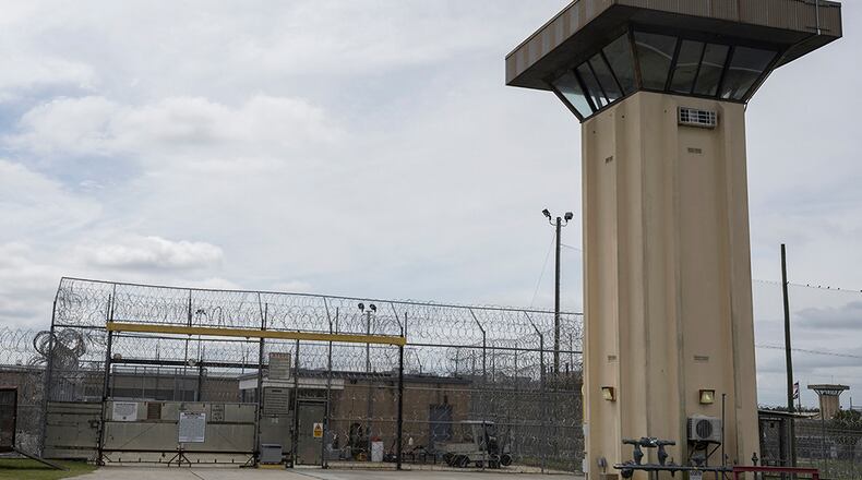WAYCROSS, GEORGIA - SEPTEMBER, 28, 2023: Razor wire and guard towers at the Ware State Prison, Thursday, Sept. 28, 2023, in Waycross, Ga. (AJC Photo/Stephen B. Morton)