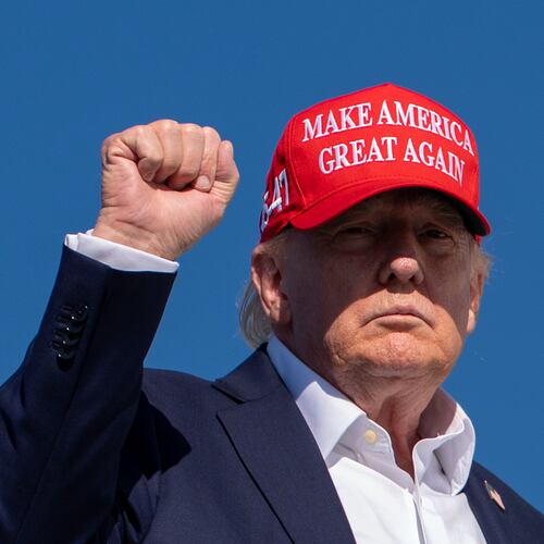 President Donald Trump gestures while boarding Air Force One at Morristown Airport, Monday, Sept. 7, 2026, in Morristown, N.J. (AP Photo/Julia Demaree Nikhinson)