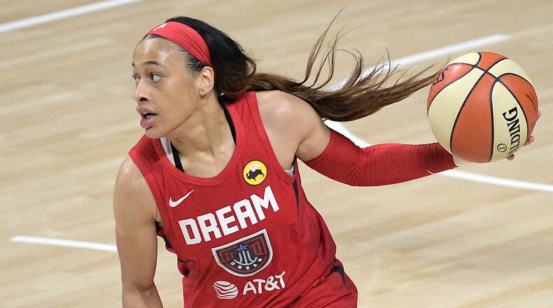Atlanta Dream rookie guard Chennedy Carter finished the season ranked 10th in the league in scoring, at 17.4 points per game. (Phelan M. Ebenhack/AP)
