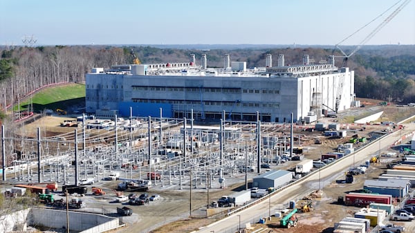 In an aerial view, a Microsoft data center is shown in Union City on Wednesday, Dec. 3, 2025. The project, developed by EdgeConnex on 136 acres of land, has a price tag of nearly $2 billion and is currently under construction.
(Miguel Martinez/AJC)