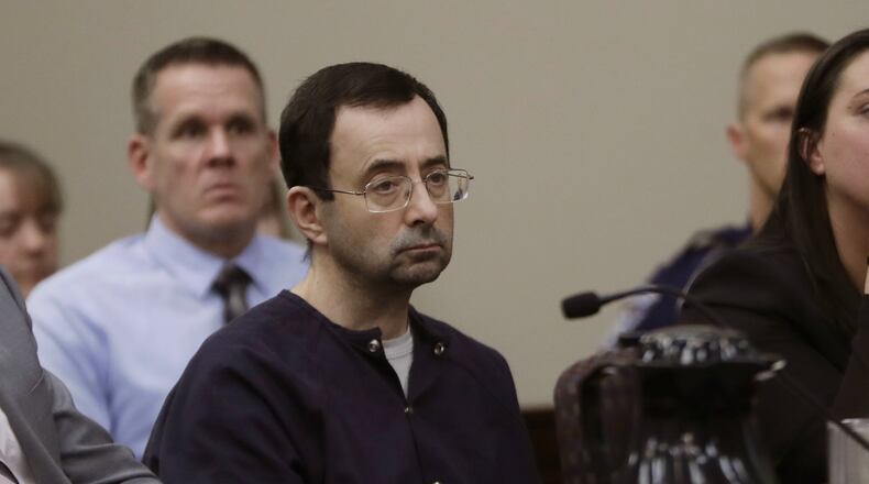 Georgia’s Hidden Predator Act helped uncover cases against Larry Nassar, a USA Gymnastics doctor, involving sexual abuse against more than 100 women. Nassar was sentenced to 40 to 175 years in prison in the cases. (AP Photo/Carlos Osorio)