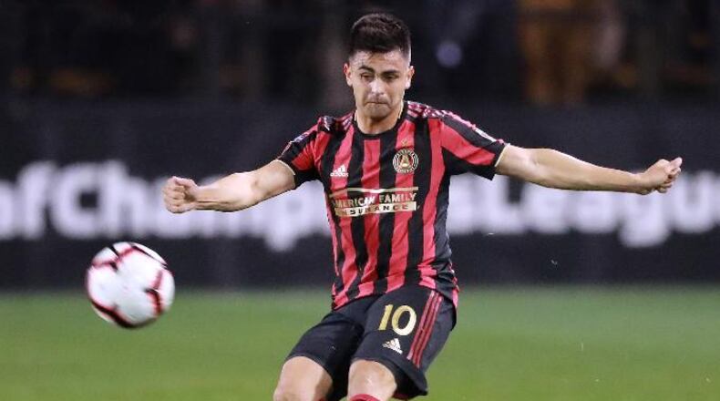 Atlanta United midfielder Pity Martinez works against C.S. Herediano in their Concacaf Champions League soccer match on Thursday, Feb. 28, 2019, in Kennesaw.    Curtis Compton/ccompton@ajc.com