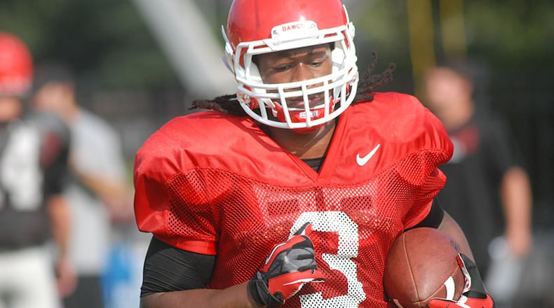 Running back Todd Gurley, who missed practice last week amid an investigation in possible NCAA rules violations, rejoined the team Monday.