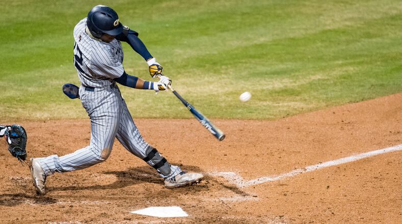 Georgia Tech's Justyn-Henry Malloy at the plate against Duke Saturday, March 27, 2021, at Durham Bulls Athletics Park in Durham, N.C. (Reagan Lunn/Duke Athletics)