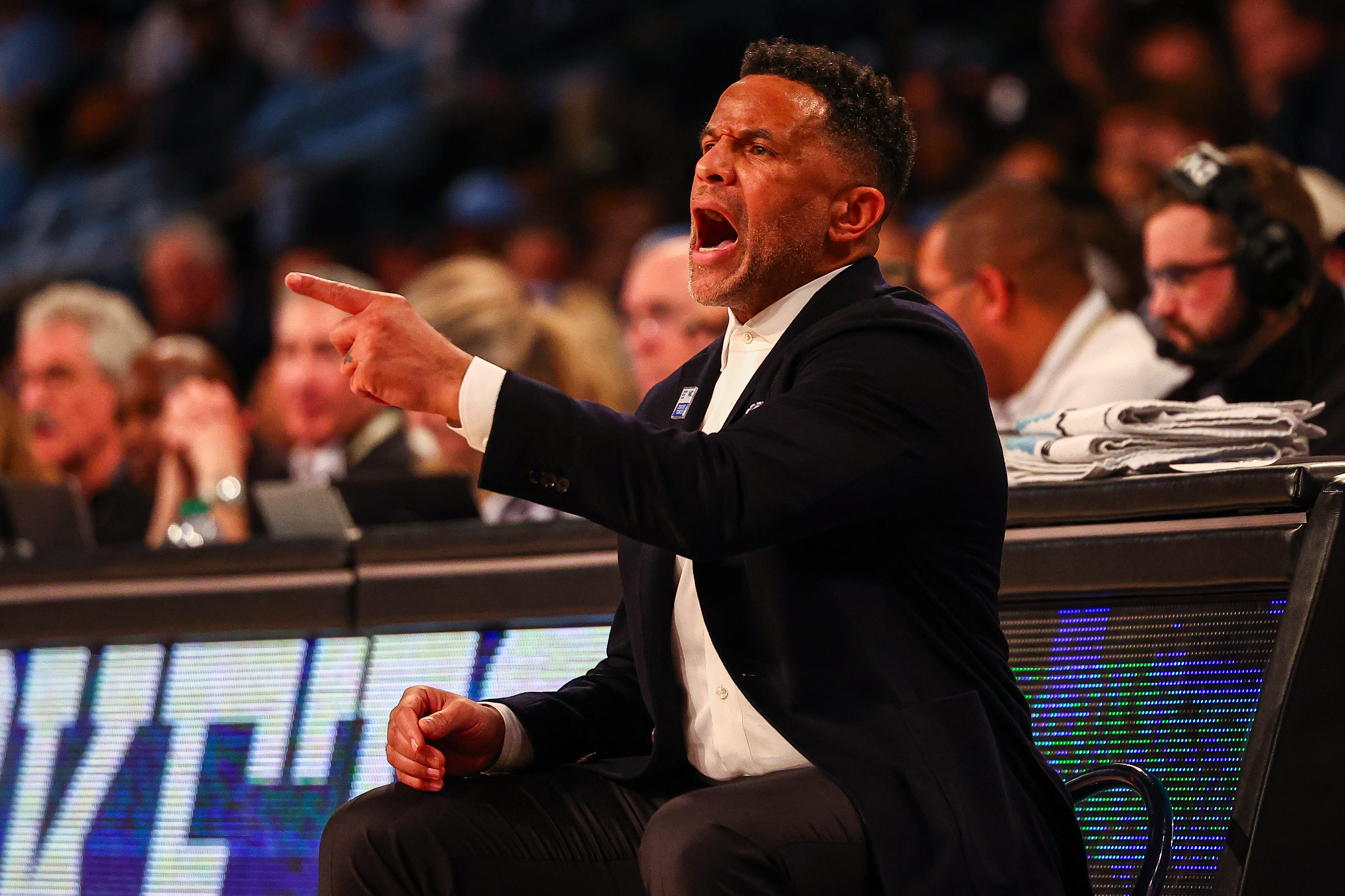 Georgia Tech head coach Damon Stoudamire reacts during the second half of an NCAA college basketball game against North Carolina, Saturday, Jan. 31, 2026, in Atlanta. (AP Photo/Colin Hubbard)