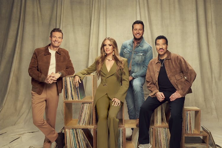 "American Idol" has kept its primary cast steady the past few seasons: (from left) host Ryan Seacrest and judges Carrie Underwood, Luke Bryan, and Lionel Richie. (Brian Bowen Smith/Courtesy of Disney)