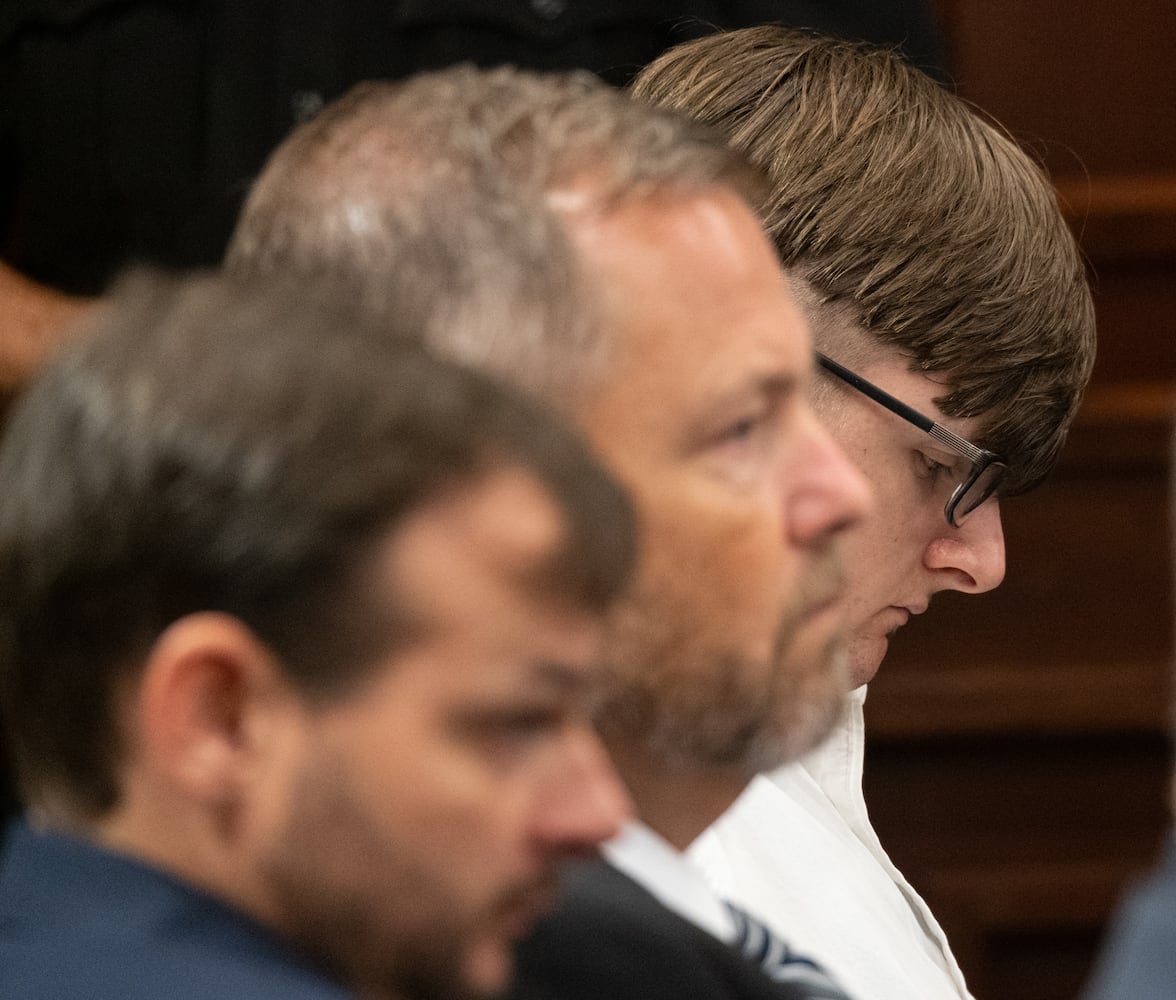 210727-Canton- Robert Aaron Long sits among his lawyers in Superior Court of Cherokee County in Canton on Tuesday morning, July 27, 2021, before pleading guilty to the spa shootings. Ben Gray for the Atlanta Journal-Constitution