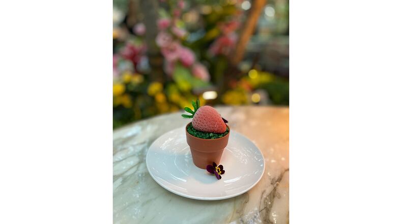 La Fraise, aka the Strawberry, looks like a garden pot growing a lush strawberry — and the entire thing is edible. Courtesy of the Garden Room