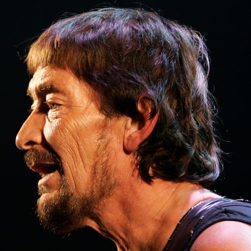 FILE - British rock musician Chris Rea performs during his first German concert of "The Return of the Fabulous Bluenotes" tour in Munich, Germany, on Feb. 7, 2008. (AP Photo/Christof Stache, File)