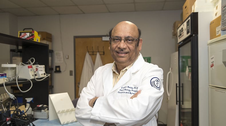 E. Shyam P. Reddy, Ph.D., professor and director of the Cancer Biology Program at Morehouse School of Medicine, is in the vanguard of the study of cancer genomics. (Alyssa Pointer/Atlanta Journal-Constitution)