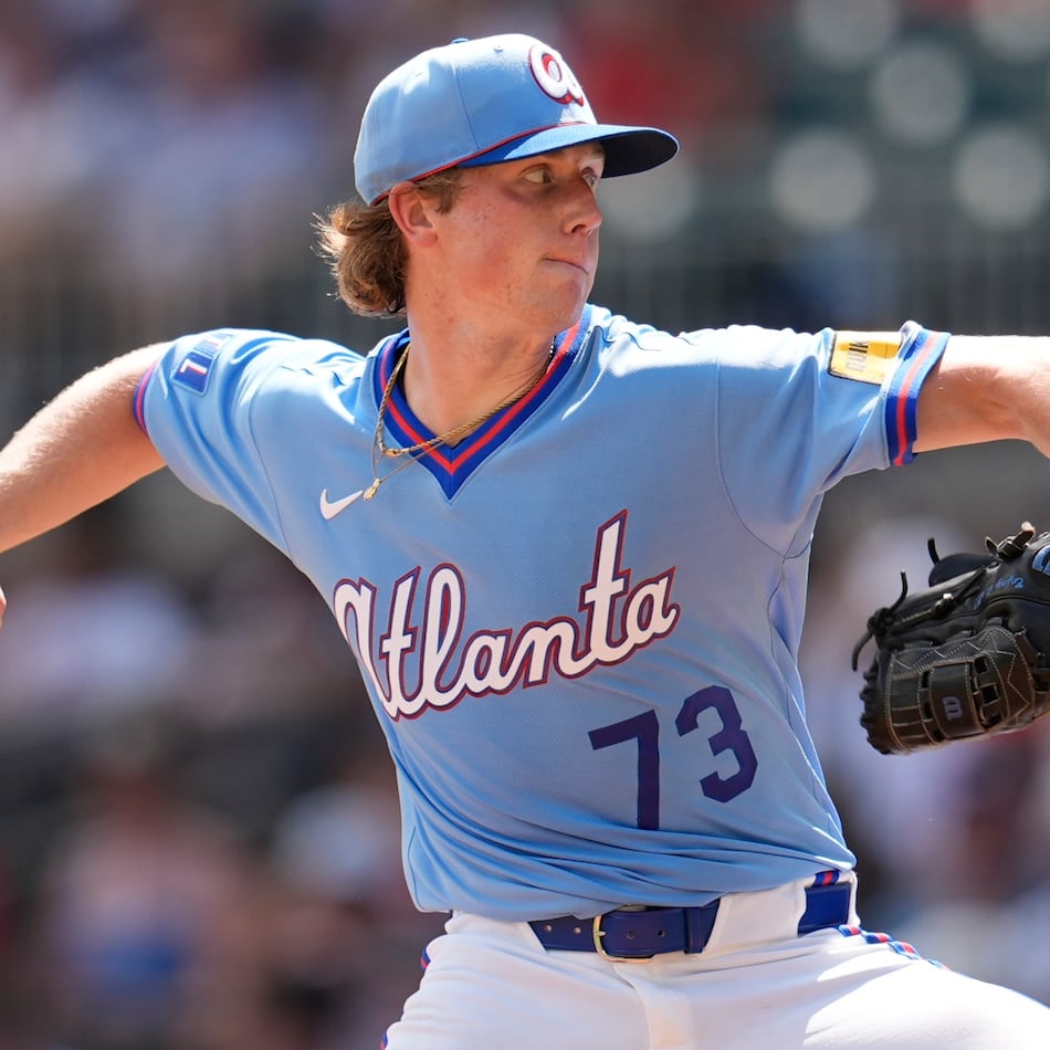 Pitcher Owen Murphy, shown here working against the Texas Rangers in July, will be called upon if the Braves need to eat some innings during Tuesday or Wednesday’s games against the Cubs, manager Walt Weiss says. (Mike Stewart/AP)