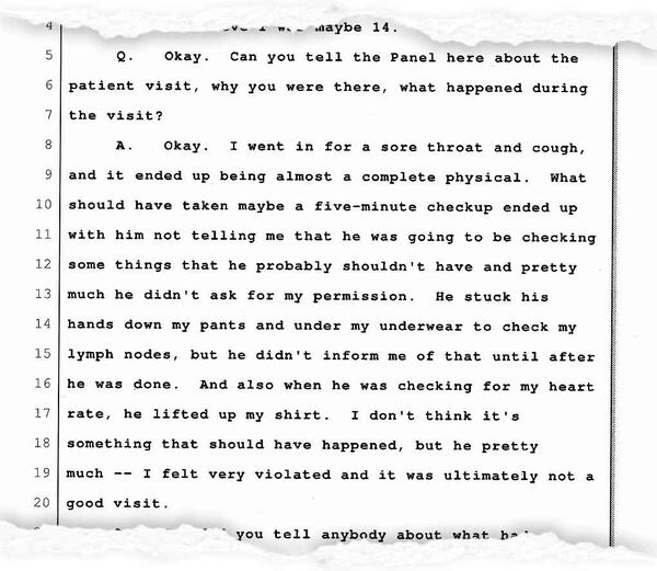 A section of the transcript from Dr. Richard Martin Roberts’ disciplinary hearing in Texas.
