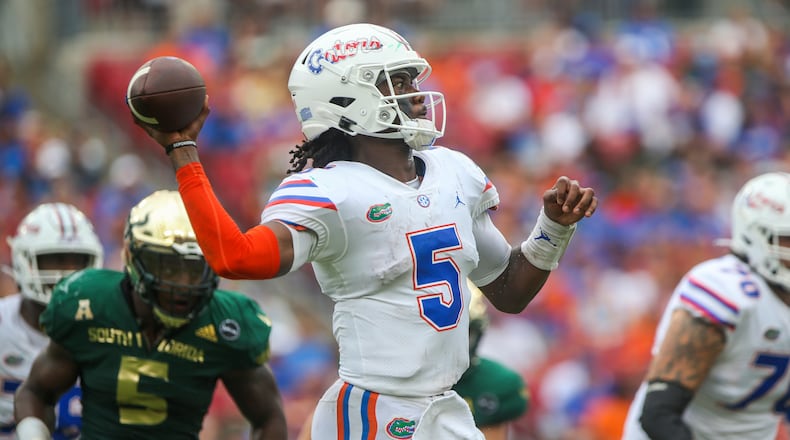 Quarterback Emory Jones played for Florida among three college programs. He signed with the Falcons on Thursday for their practice squad. (Arielle Bader/Tampa Bay Times/TNS)