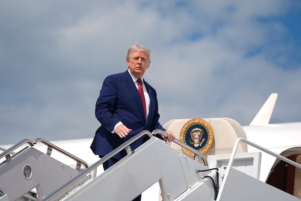 President Donald Trump boards Air Force One to depart Joint Base Andrews, Md., Friday, May 23, 2025. (AP Photo/Manuel Balce Ceneta)