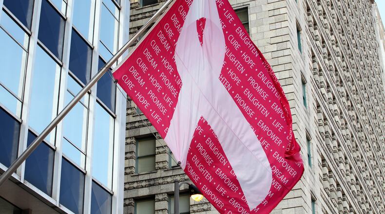 In honor of Breast Cancer Awareness Month, Peachtree Center is hosting a pink pumpkin patch for charity next week.. (Photo By Raymond Boyd/Getty Images)