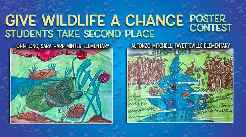 The artwork of two Fayette County elementary students is showcased on the Georgia Department of Natural Resources (DNR) website after taking top honors in the Give Wildlife a Chance poster contest.
The two winners are John Long of Sara Harp Minter Elementary who placed second in the kindergarten division, and Alfonzo Mitchell of Fayetteville Elementary who placed second in the fourth grade division.