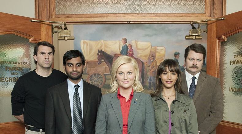 Rashida Jones (second from right), who appeared in the TV series “Community,” is the voice in the Southwest Airlines commercials. Photo from NBC