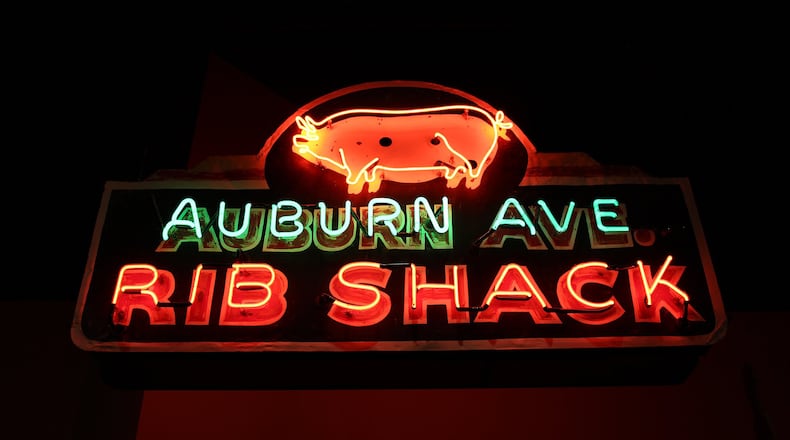 A notable piece of Atlanta streetscape history, the Auburn Ave. Rib Shack neon sign from the 1950s, is included in the Atlanta History Center exhibition “Barbecue Nation.” CONTRIBUTED BY ATLANTA HISTORY CENTER