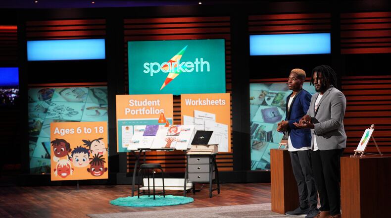 Entrepreneurs Tim Samuel and Dwayne Walker from Snellville introduce their online learning platform to empower young students to reach their creative potential through art. (ABC/Christopher Willard)