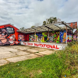 Chris Wright organized the inaugural "The Drip Invitational" painting event in October. The street art remains on view in Atlanta's Pittsburgh neighborhood. (Courtesy of Arthur Rudick)
