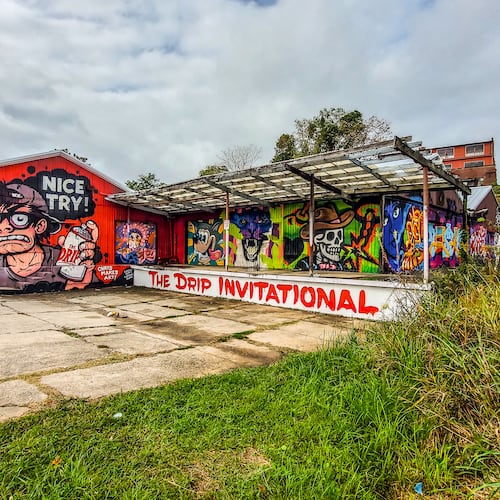 Chris Wright organized the inaugural "The Drip Invitational" painting event in October. The street art remains on view in Atlanta's Pittsburgh neighborhood. (Courtesy of Arthur Rudick)