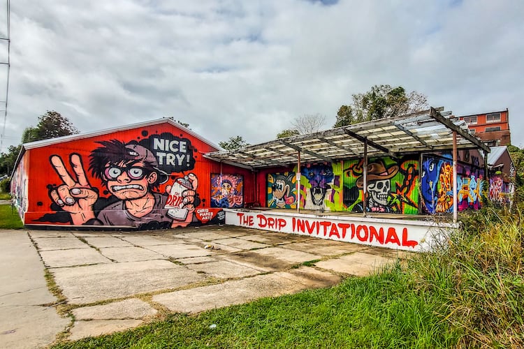 Chris Wright organized the inaugural "The Drip Invitational" painting event in October. The street art remains on view in Atlanta's Pittsburgh neighborhood. (Courtesy of Arthur Rudick)